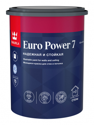 Краска интер. стойкая к мытью EURO POWER 7 C матовая 0,9л (краска латексная, интерьерная стойкая к мытью)