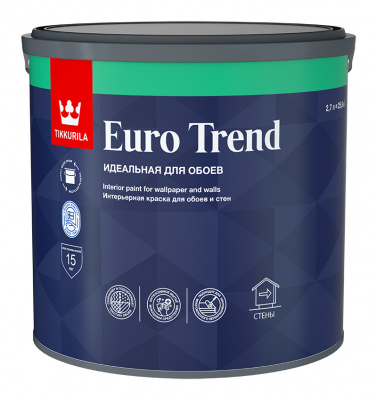 Краска для обоев и стен EURO TREND C матовая 2,7л