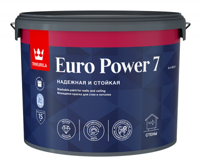 Краска интер. стойкая к мытью EURO POWER 7 C матовая 9л/13 кг.