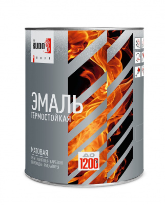 Эмаль термостойкая KUDO PROFF, матовая, черная RAL 9005  0,8 кг