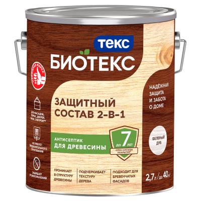 Состав защитный 2-в-1 Биотекс Беленый дуб 2,7л