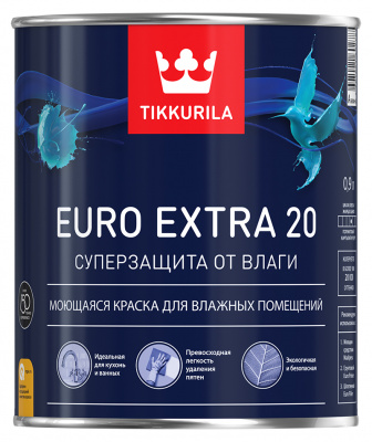 Краска для влажных помещений EURO EXTRA 20 C полуматовая 0,9л