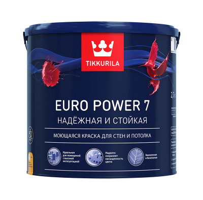 Краска интер. стойкая к мытью EURO POWER 7 C матовая 2,7л